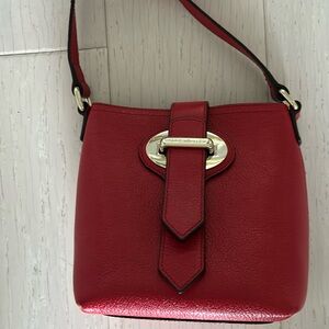 Small red leather Karen Millen handbag/cross body